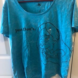 Alice in wonderland blue acid wash tee